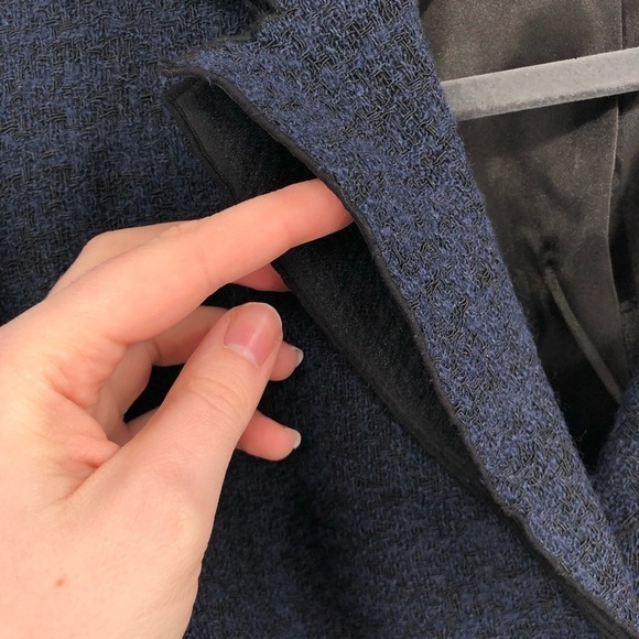 ELIE TAHARI Blazer Jacket Wool Alpaca Mohair Blue Black Textured Unique M Women - Picture 6 of 12